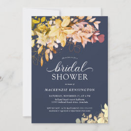 Convite Chá de panela Azul-Marinho do outono