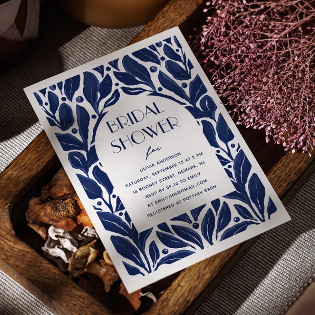 Convite Chá de panela azul-marinho Elegante (Criador carregado)