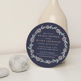 Convite Chá de panela Azul-Meia-Noite, Rosa-Blush e Sage