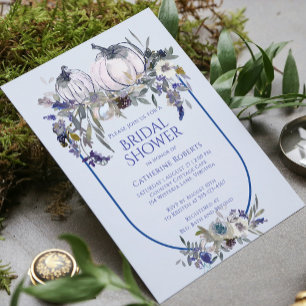 Convite Chá de panela Azul Pumpkin Floral 