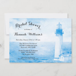 Convite Chá de panela azul rústico do farol