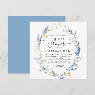 Convite Chá de panela Azul Selvagem Floral Dusta Azul