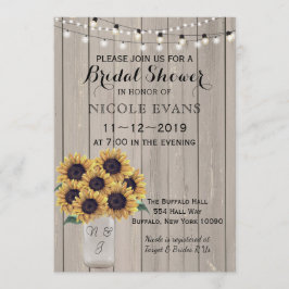 Convite Chá de panela Barn Wedding Sunflower Mason Jar