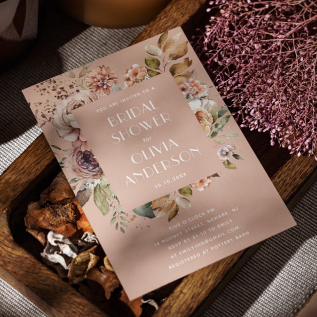 Convite Chá de panela bege de pêssego quente | Romantic Bo (Criador carregado)