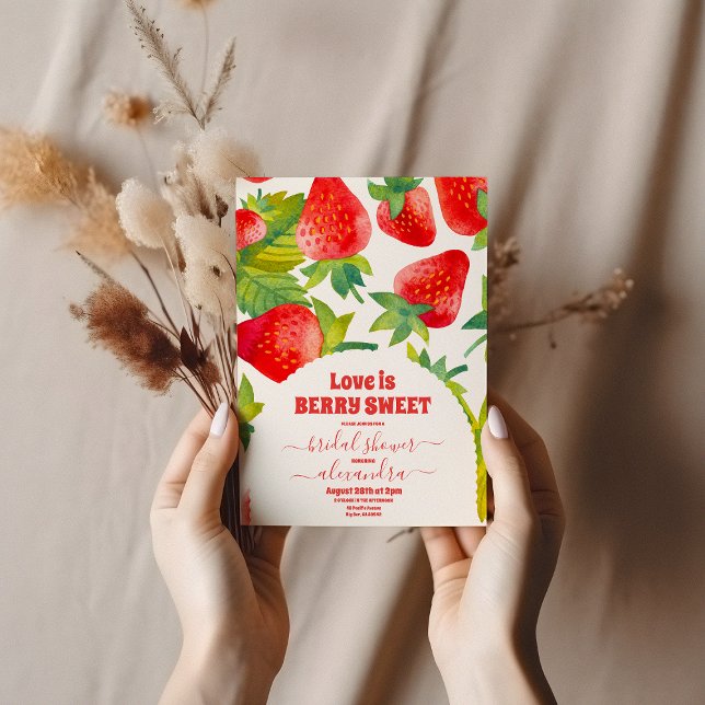 Convite Chá de panela Berry Red Strawberry (Criador carregado)