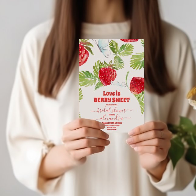 Convite Chá de panela Berry Red Strawberry (Criador carregado)