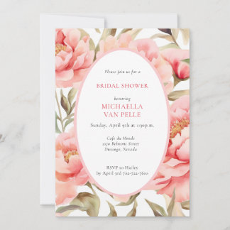 Convite Chá de panela Blush de Cottagecore Moderno com Cód