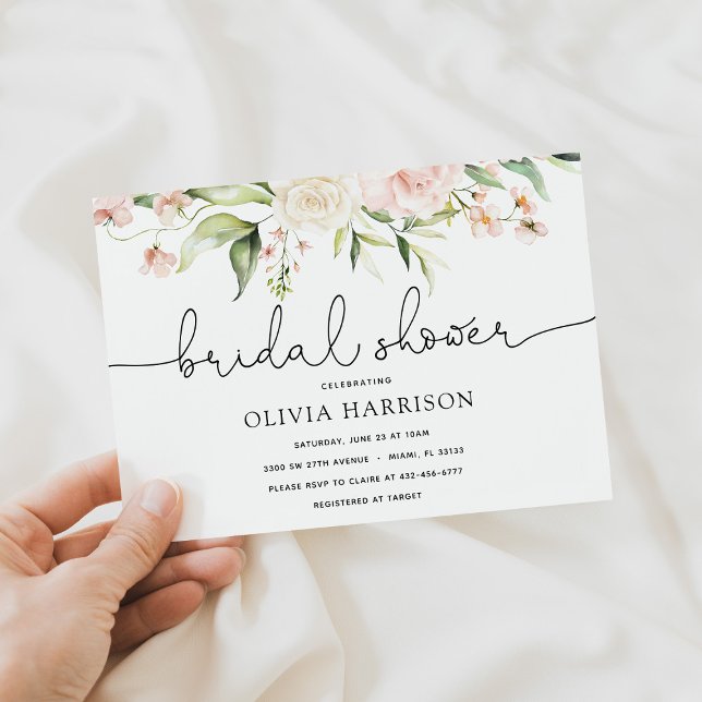 Convite Chá de panela Blush e Greenery (Criador carregado)