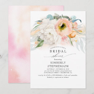 Convite Chá de panela Boêmia Floral Rosa e Branco