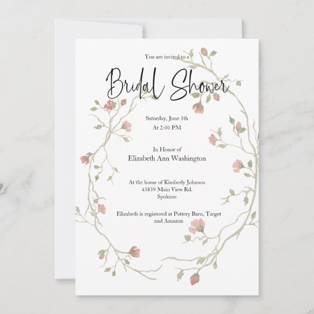 Convite Chá de panela Boêmian Watercolor (Frente)