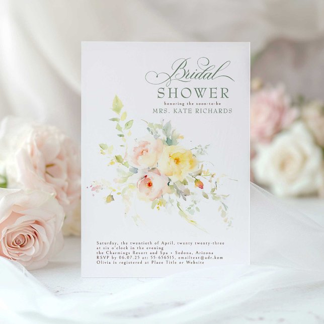Convite Chá de panela Boho das Flores Suaves Elegantes (Floral Bridal Shower Invitations)