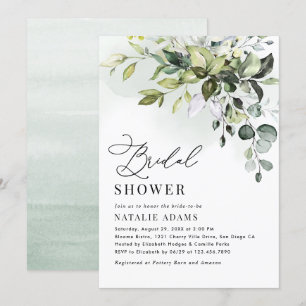 Convite Chá de panela Boho Dusty Azul Eucalipto Verde