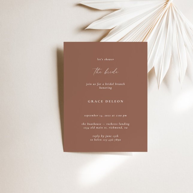 Convite Chá de panela Boho Elegante Modern Dusty Terracott (Boho Elegant Modern Dusty Terracotta Bridal Shower Invitation)