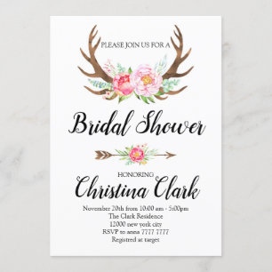 Convite Chá de panela Boho Floral Antlers