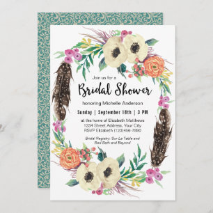 Convite Chá de panela Boho Floral Wreath