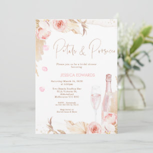 Convite Chá de panela Boho Pink Floral Prosecco