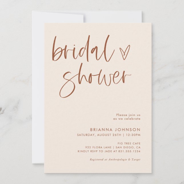 Convite Chá de panela Boho Terracotta | Mínimo Bridal (Frente)