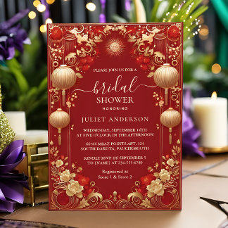 Convite Chá de panela Bold Hei Bilingue Chinês Asiático