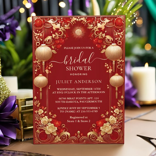 Convite Chá de panela Bold Hei Bilingue Chinês Asiático (Criador carregado)