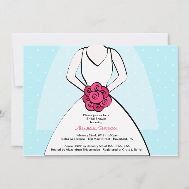 Convite Chá de panela Bolinhas azul (Frente)