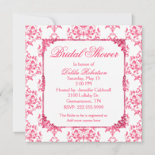 Convite Chá de panela Bonito de Damask Rosa
