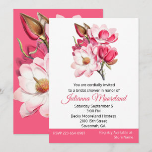 Convite Chá de panela Bonito de Magnolias Rosa