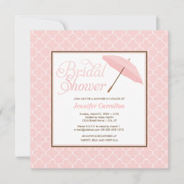 Convite Chá de panela Bonito de Parasol Rosa