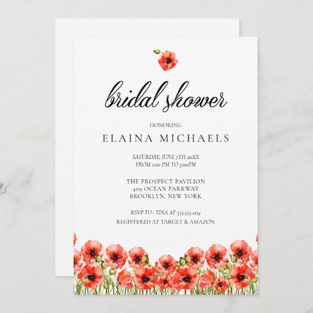 Convite Chá de panela Bonito de vermelhos (Frente/Verso)