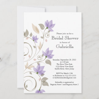 Convite Chá de panela Bonito de Vinha Floral Roxo