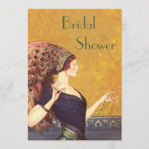 Convite Chá de panela bonito do Flapper do pavão do art