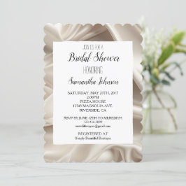 Convite Chá de panela bonito Faux Satin Dourado Champagne