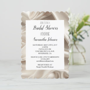 Convite Chá de panela bonito Faux Satin Dourado Champagne
