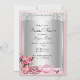 Convite Chá de panela bonito rosa alto-chá