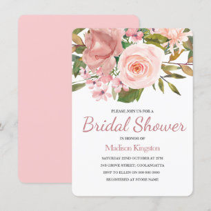 Convite Chá de panela bonito Rosa de Flores Rosa Douradas