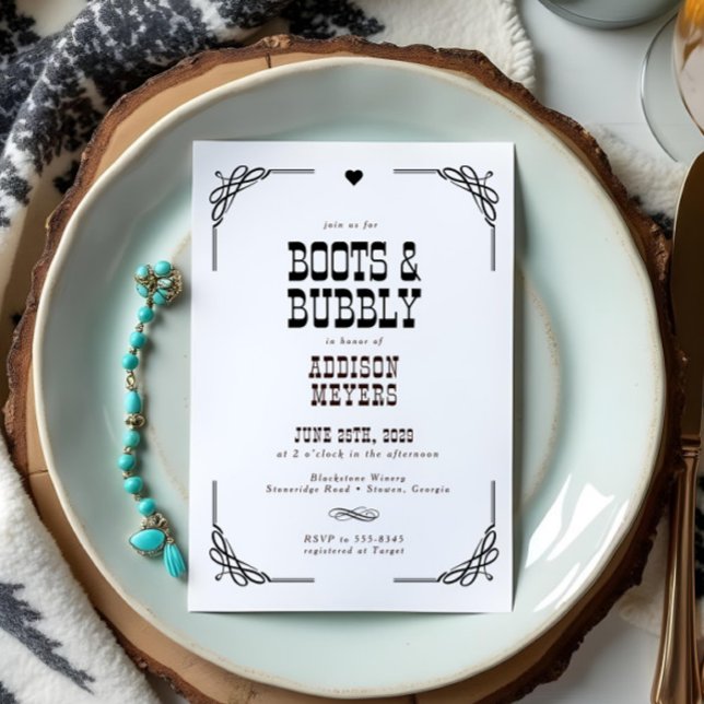 Convite Chá de panela Boots & Bubble Western Cowgirl (Criador carregado)