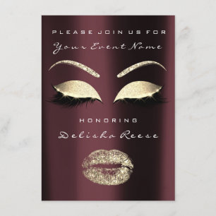 Convite Chá de panela Borgonha, Cinza Dourada de Maroon