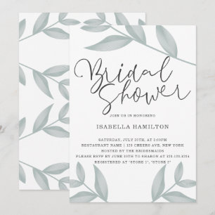 Convite Chá de panela botânico da caligrafia elegante