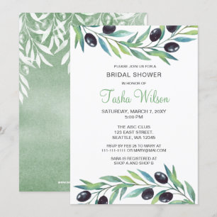 Convite Chá de panela botânico do ramo de oliveira