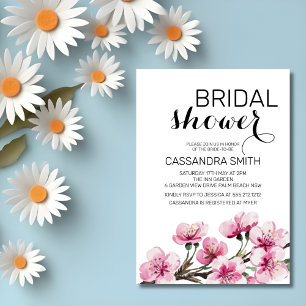 Convite Chá de panela Botânico Floral de Sakura Rosa Chic