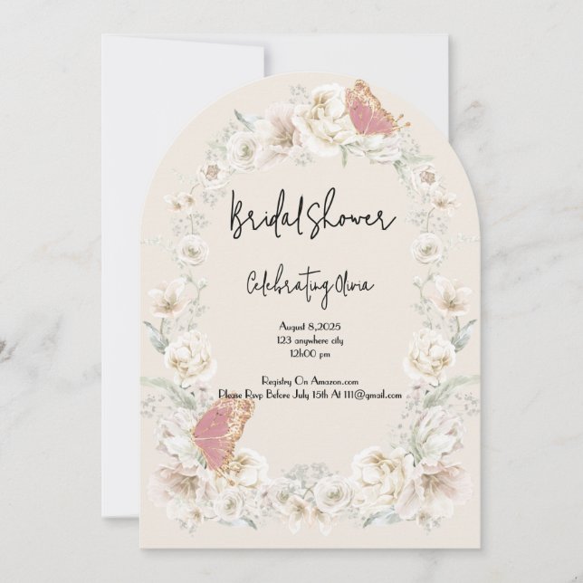 Convite Chá de panela BOTÂNICO FLORAL PINK (Frente)