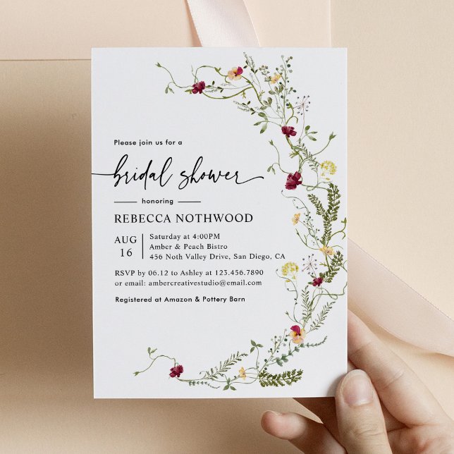 Convite Chá de panela Botânico Moderno de Flores Selvagens (Criador carregado)