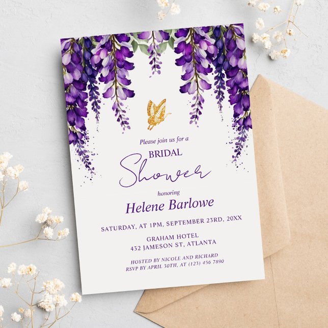 Convite Chá de panela Botânico Moderno Elegante (Modern Elegant Botanical Floral Bridal Shower Invitation)