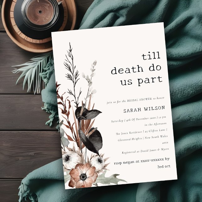 Convite Chá de panela Botânico Preto-Ferrugem Boho (Criador carregado)