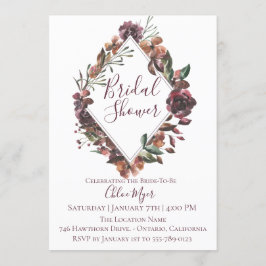 Convite Chá de panela Botânico Rustic Burgundy