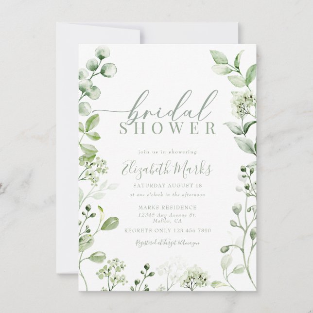 Convite Chá de panela Botânico Verde Moderno (Frente)