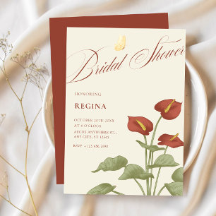 Convite Chá de panela botânico vermelho-vivo