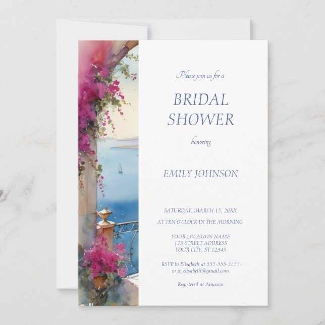 Convite Chá de panela Bougainvillea da Costa do Amalfi Itá (Frente)