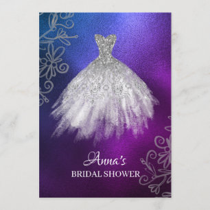 Convite *~* Chá de panela branco brilhante Vestido de noiv