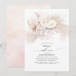 Convite Chá de panela branco de Anthurium e de grama Pamp