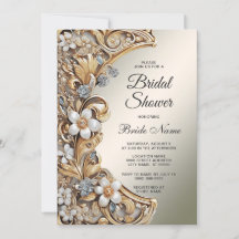 Chá de panela branco Dourado decorativo